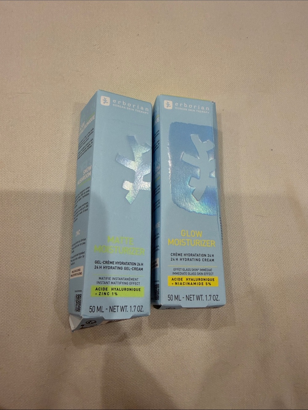 Erborian Korean skin matte moisturizer and glow moisturizer. Both brand new!